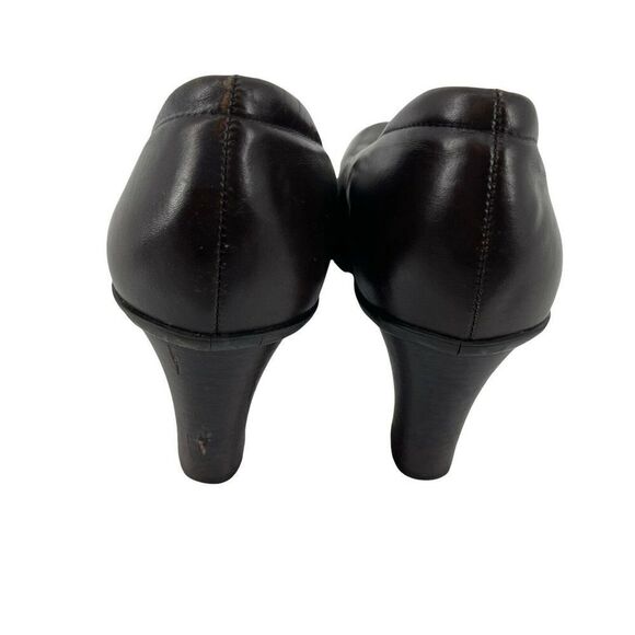 Michelle D Y2K Square Toe Heels Brown Size 10 Genuine Leather Block Heel Shoes - Picture 4 of 12